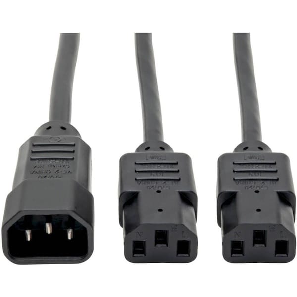 Eaton Tripp Lite Series C14 Male to C13 Female Splitter, PDU Style - C14 to 2x C13, 10A, 250V, 18 AWG, 6 P004-006-2C13 - main