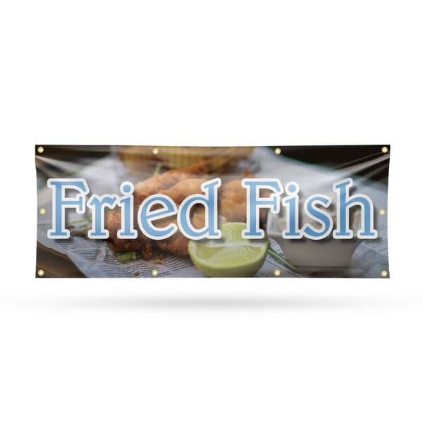 Signmission Fried Fish, 36 Inch x 96 Inch, Vinyl Banner B-96-30660 - main