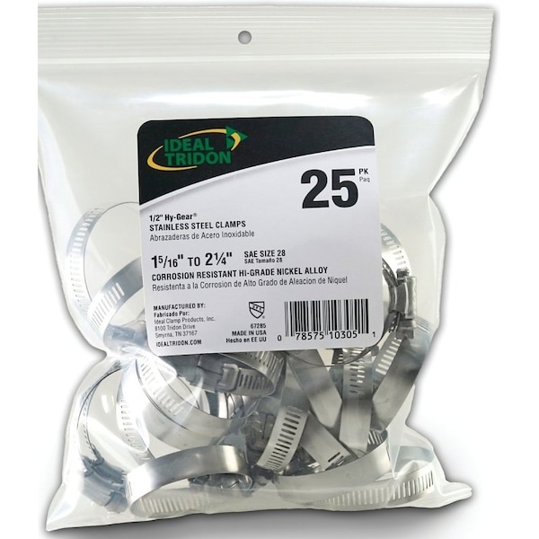 Ideal Tridon IDEAL-TRIDON Hy-Gear 67-6 Series Worm Gear Hose Clamp, Stainless Steel 6728550 - main