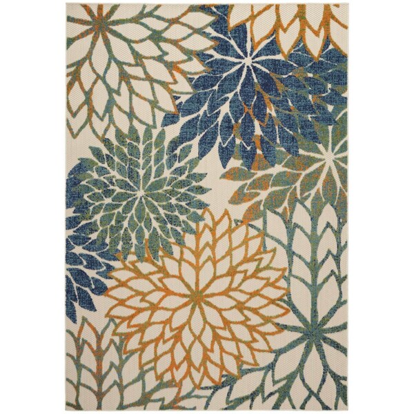 Homeroots 6' X 9' Blue And Green Floral Indoor Outdoor Area Rug 545012 - main