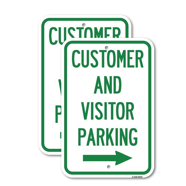 Signmission Customer and Visitor Parking With Right Arrow, 18'' X 24'' 2 Signs, Heavy Gauge Aluminum, 2PK A-1824-2PACK-24215 - main