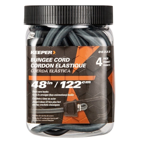Keeper Bungee Cord Gry 48" 4Pk 06323 - main