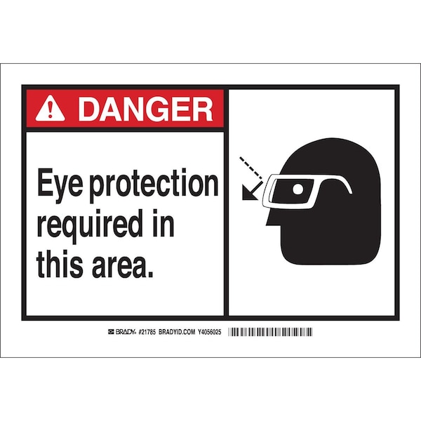 Brady DANGER Eye Protection Required In This Area. Sign 5/Package, 5PK 49855 - main