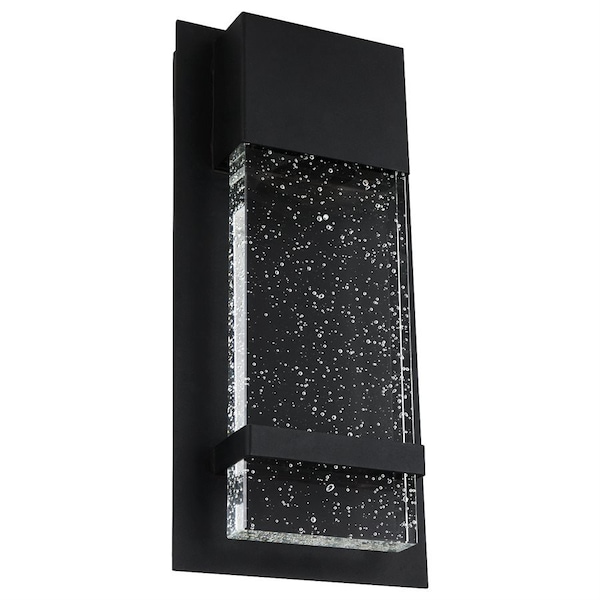 Sunlite 12W 600 Lumens Indoor/Outdoor Black LED Wall Sconce Rain Glass Panel ADA Compliant 3000K ETL 81170-SU - main