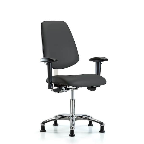 Blue Ridge Ergonomics Clean Room Chair Vin Desk Chair, Med, Bk, Gld, Gry, CL100, Adjustable Arms, 18" to 23" Height, Vinyl BR-NCR-VDHCH-MB-CR-T1-A1-RG-8605 - main