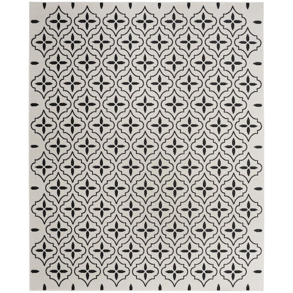 Homeroots 5' X 7' Ivory And Black Geometric Indoor Outdoor Area Rug 572647 - main