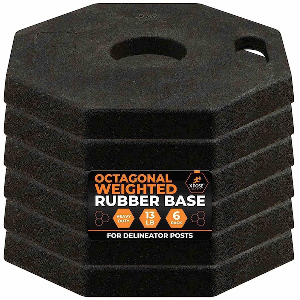 Xpose Safety 13 lb Octagon Rubber Base for Delineator Post, 6PK BASE-O-13-6-X - main