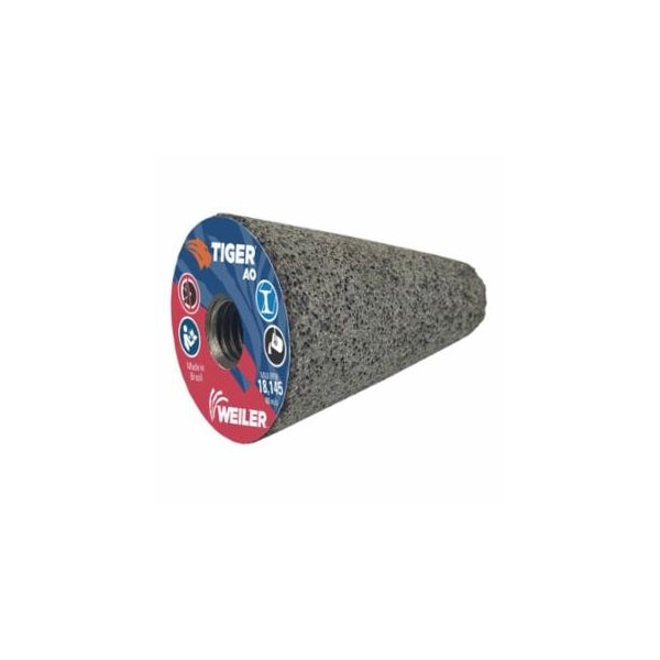 Weiler Tiger Grinding Cone, 2 in dia x 3 in Thick x 5/8 in-11 Arbor, 24 Grit, Aluminum Oxide, Type 17, 12, 12PK 804-68317 - main