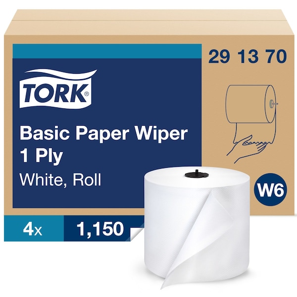 Tork Hardwound Paper Towel Roll, 1 Ply, Continuous Roll Sheets, 1,150 ft, White, 4 PK 291370 - main