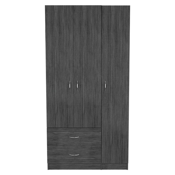 Homeroots 71" Gray Grainy Oak Manufactured Wood Two Drawer Combo Dresser 478406 - main