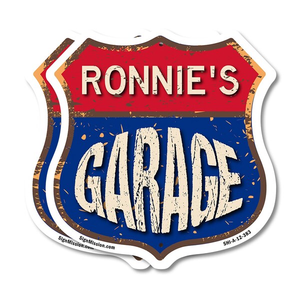 Signmission Ronnie's Garage, 12 inch X 12 inch, Aluminum Metal Sign, 2PK SHI-A-2PACK-12-383-RONNIE - main