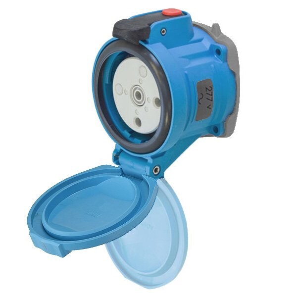 Meltric DSN30 RECEPTACLE POLY BLUE SIZE 2 TYPE 4X IP 69 1P+N+G 30 A 277 VAC 60 Hz NO AUX 63-34045 - main