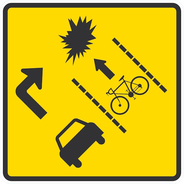 Lyle Symbol (Warning Cyclists Of "Prohibited Right Turns", Where, 24x24, Engineer Grade, Yellow G-12952-EG_24x24 - main