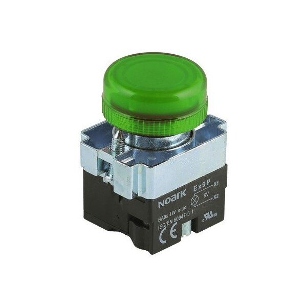 Noark Ex9PBV63N, Indicator light - Ex9PB - - Round Flat - 110Vac/dc LED, Green 1200489 - main