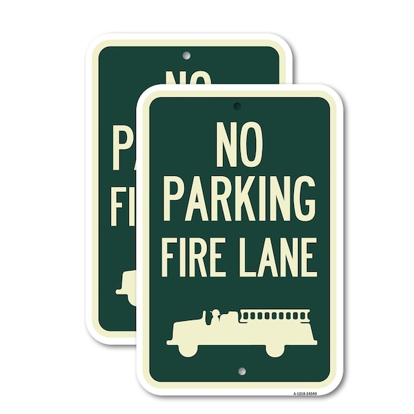 Signmission No Parking Fire Lane Fire Truck Symbol, 18'' X 24'' 2 Signs, Heavy Gauge Aluminum, 2PK A-1824-2PACK-24549 - main