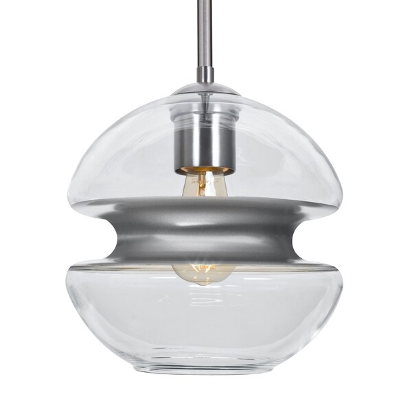 Besa Lighting Hula 8 Stem Pendant, Clear/Silver, Satin Nickel Finish, 1x7W LED Edison 1TT-HULA8SL-EDIL-SN - main
