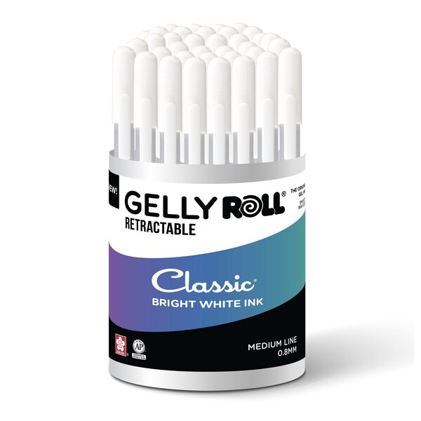 Sakura Retractable Classic Gel Pens, 08 Medium Point, White, 36-Piece Set in Display Cup 50627 - main