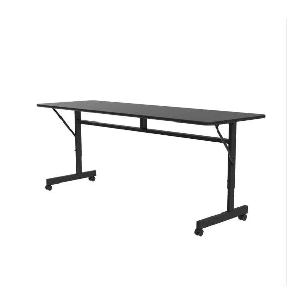 Correll Rectangle Econoline TFL Flip Top Table, 60 in W, 23 in to 31 in H, Particleboard Top, Black Granite FTM2460TF-07 - main