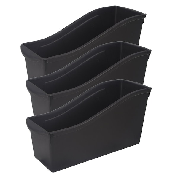 Storex Large Book Bin, 7"H x 14.3"D x 5.3"W, Black, 3PK 70109E06C - main