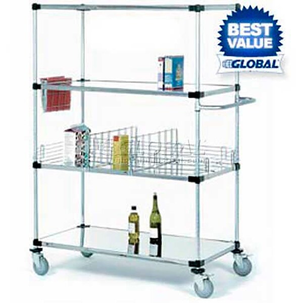 Global Industrial Nexel Stainless Steel Shelf Truck w/Brakes, 1200 lb. Capacity, 48"L x 18"W x 92"H 987459B - main