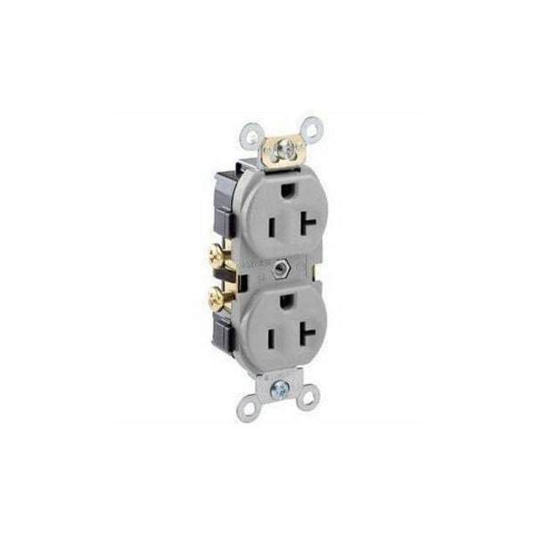 Leviton Commercial Grade Duplex Receptacle, 20 Amp, 125 Volt CR20-GY - main