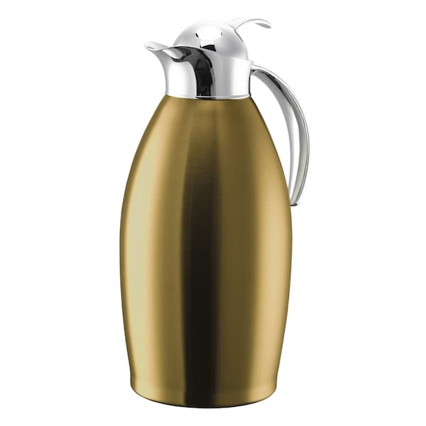 Service Ideas Nicollet Series 1.5-Liter Stainless Vacuum Insulated Carafe with Push Button Lid in Vintage Gold NIC15BSPBVG - main