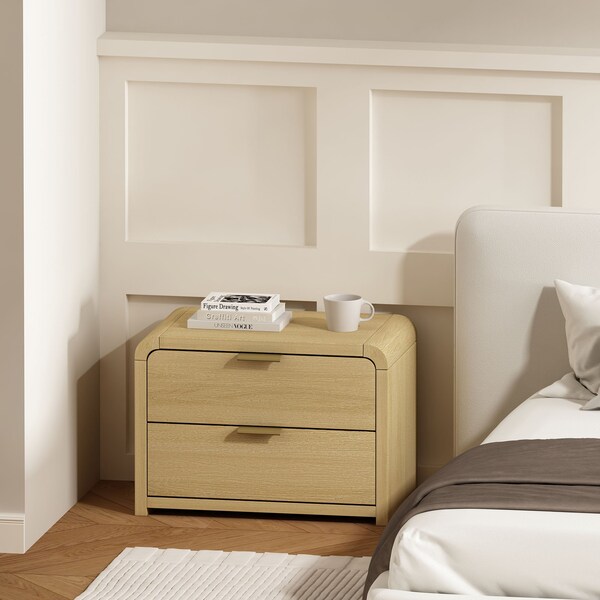 Manhattan Comfort Grace Nightstand in Natural Oak and Gold NS007-GNO - main