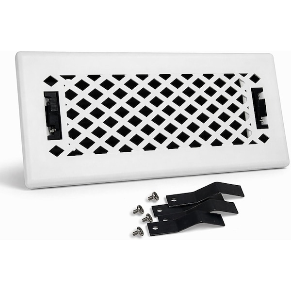 Sierra Grates 4 in. H X 14 in. W Powder Coat Steel, White Floor Register LAT414-WHT - main