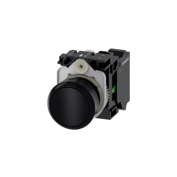 Siemens Pushbutton, 22 mm, round, plastic, black, pushbutton, flat 3SU1100-0AB10-3BA0-ZY12 - main