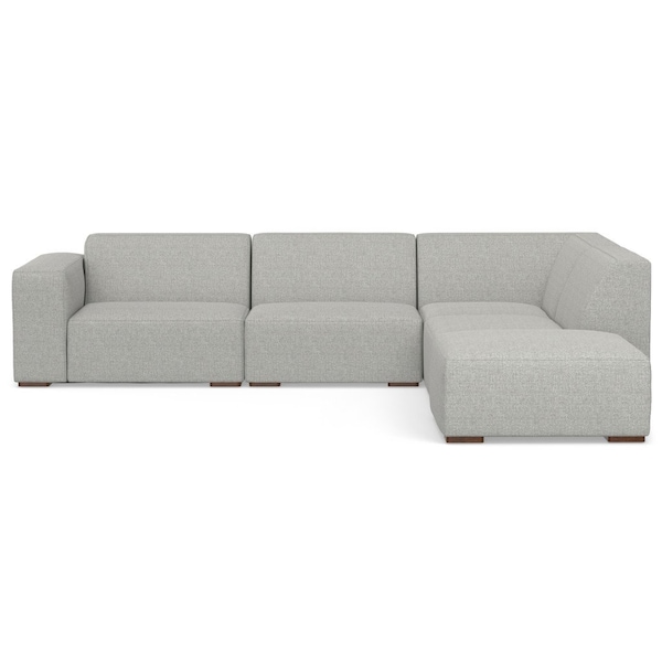 Homeroots 116" Gray Fabric Sofa With Ottoman With Brown Legs 641055 - main