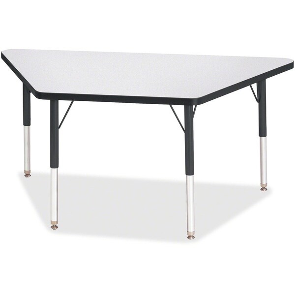 Jonti-Craft Berries Trapezoid Activity Tables, 24 in. x 48 in., E-height, Freckled Gray/Black/Black 6438JCE180 - main