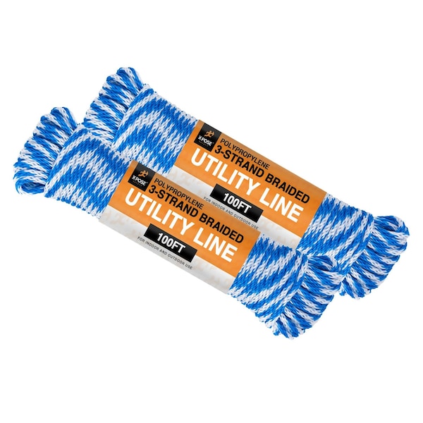 Xpose Safety Blue and White Braided Poly Rope 100ft, 2PK BPR-100-2-X-S - main