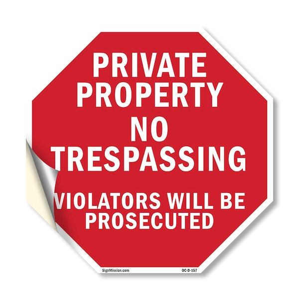 Signmission Private Property No Trespassing Vio, 10 Inch X 10 Inch, Vinyl Decal OC-D-10-157 - main