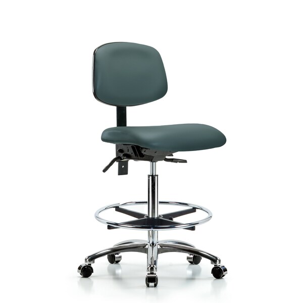 Blue Ridge Ergonomics Chair, Vin, Hi Bench, Chr Tilt CF Cast, Blu, No Arms, 26" to 35-1/2" Height, Colonial Blue BR-VHBCH-CR-T1-A0-CF-CC-8546 - main