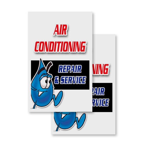Signmission Air Conditioning Repair & Service, Vinyl Decals Only 24 Inch x 36 Inch, Vinyl Decal, 2PK DSB-2436-2PACK-AirConditioningRepair&Ser - main