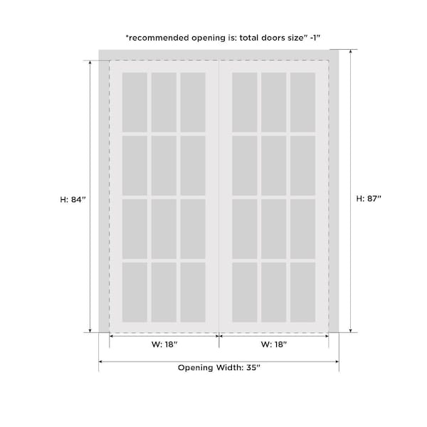 Sartodoors Slab Interior Door, 18" x 84", Gray QUADRO4055DBD-WS-3684 - main