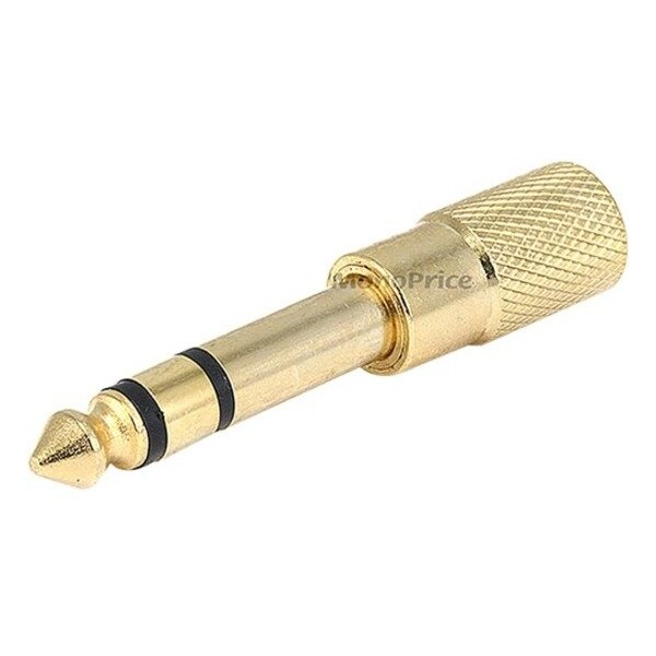 Monoprice Metal 6.35mm (1/4 Inch) Stereo Plug to 3.5mm Stereo Jack Adaptor - Gold Plated 7169 - main