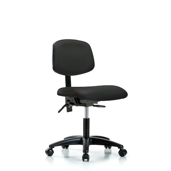 Blue Ridge Ergonomics Desk Chair Desk Chair, Vinyl, Tilt Casters, Blk, No Arms, 18" to 23" Height, Vinyl, Black BR-VDHCH-RG-T1-A0-RC-8540 - main
