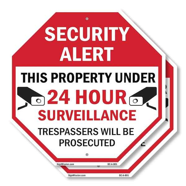 Signmission Security Alert This Property Under, 10 inch X 10 inch, Aluminum Metal Signs, 2PK OC-A-2PACK-10-1 - main