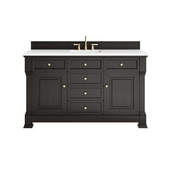 James Martin Vanities Brookfield 60 in. Single Vanity, Black Onyx, w/ 3 CM White Zeus Silestone Top 547-V60S-BKO-3WZ - main