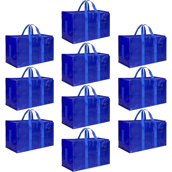 Simple Deluxe HealSmart Large Moving Bags with Zippers and Handles, Blue, 10PK HKBAGXMOVING25BLUX10 - main