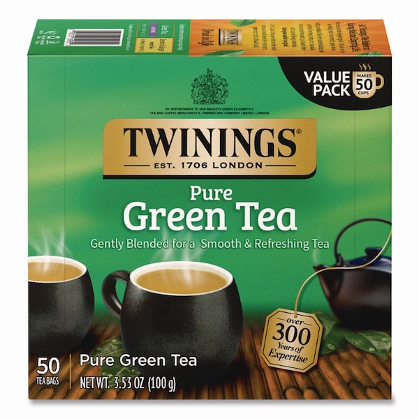 Twinings Tea Bags, Green, 3.53 oz, 50PK TNA82224 - main