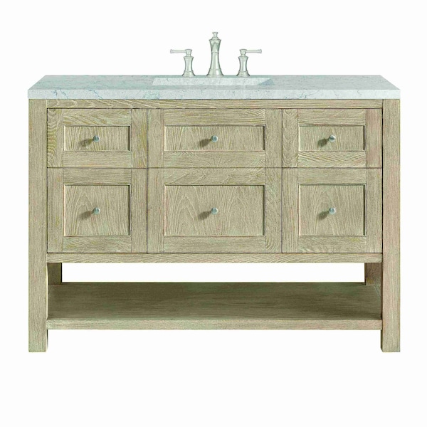 James Martin Vanities Breckenridge 48'' S Vanity, Whitewashed Oak w/ Jasmine Pearl Silestone Top w/ Wireless Charger 330-V48-WWO-FEJP - main
