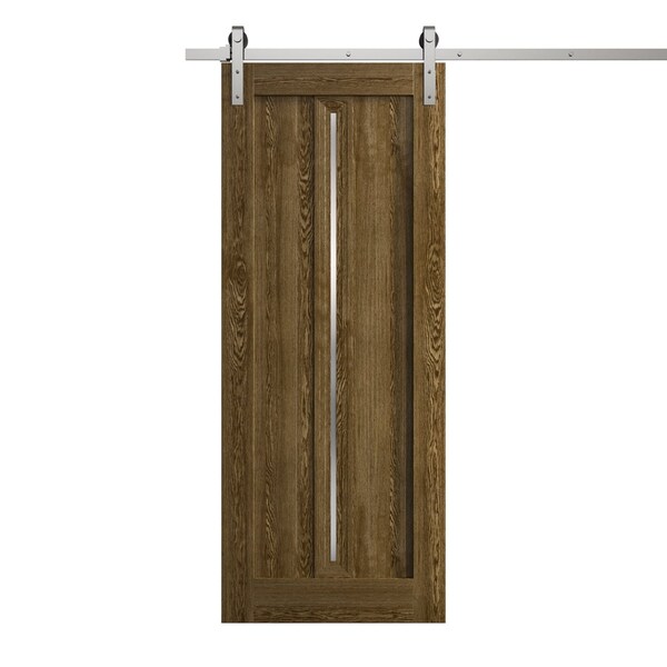 Sartodoors Modern Barn Door 42 x 84 inches, Ego 5014 Marble Oak, 8FT Silver Rail Track Heavy Hardware Set, S EGO5014BD-S-DMR-4284 - main
