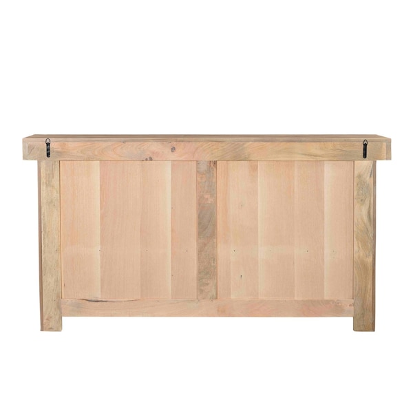 Homeroots 72in Natural Solid Wood Three Drawer Sideboard with Five Doors 634323 - main