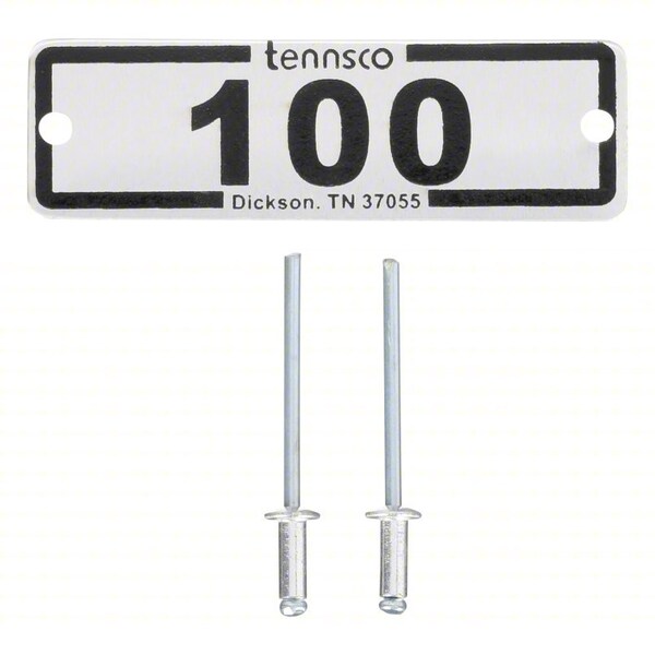 Tennsco Locker Number Plate, 2 3/8 in W, 3/4 in H, White paper w/ clear plastic cover LNP-A-100 - main