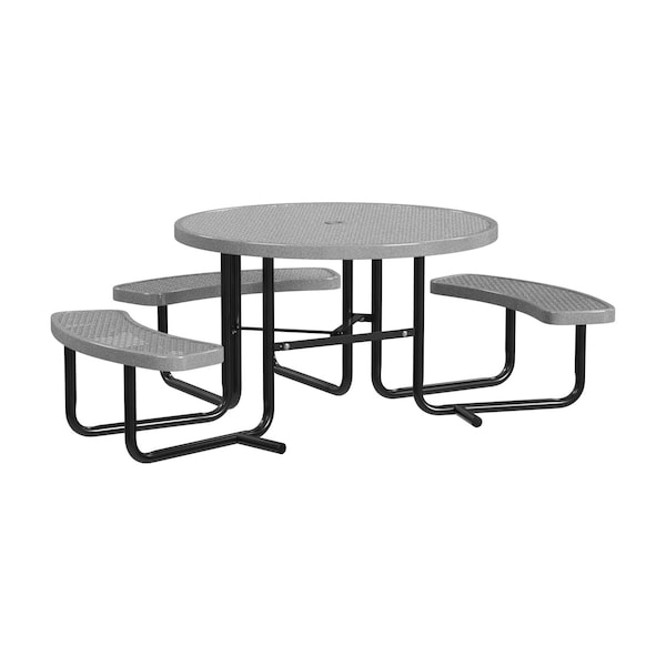 Leisure Craft 46" Round ADA Accessible Outdoor Picnic Table with 3 Bench Seats, Granite T46ROP-ADA-GRANITE - main