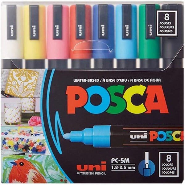 Uni ballTM Posca PC-5M Paint Markers - Medium Marker Point - Assorted Ink - Water Based, 10PK PC5M8C - main