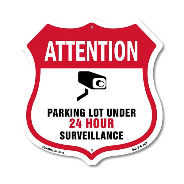Signmission Video Surveillance Shield Sign Attention, 6 Inch X 6 Inch, Plastic Sign SHI-P-6-469 - main