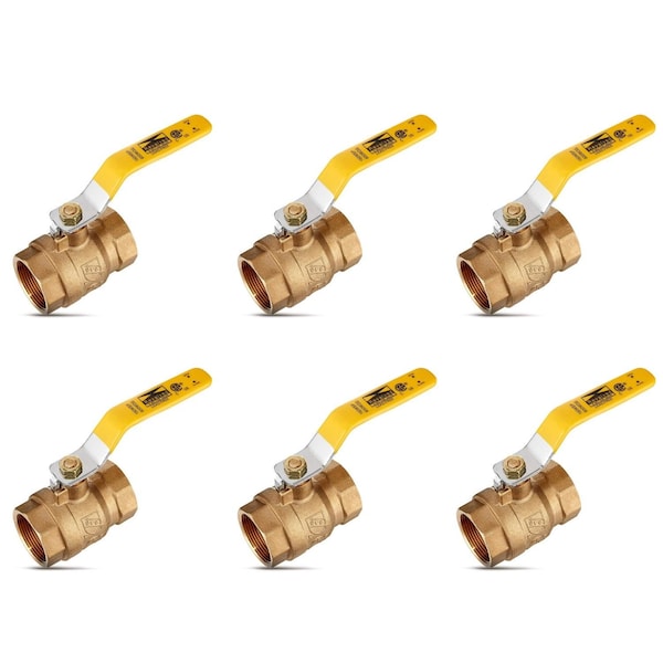 Revalved 1/2" Brass Ball Valve 600 WOG Female Threaded NPT Full Port, Lead-Free, PK6 REV034TH-6PK - main